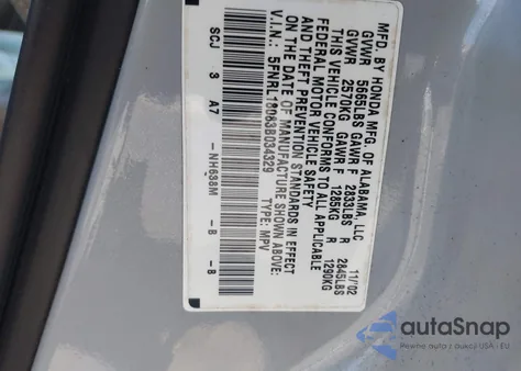 2003 Honda Odyssey Ex-L from USA, damaged, VIN 5FNRL18083B034329